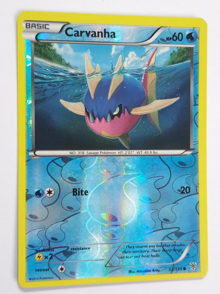 Pokémon - Plasma Storm - Carvanha - 32/135 - Reverse Holo, Verzenden, Zo goed als nieuw, Losse kaart, Foil