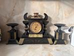 Antieke marmeren  pendule met kandelaars, Ophalen of Verzenden