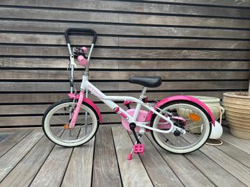 Te koop: Btwin 16 inch Kinderfiets (Wit met Roze) beschikbaar voor biedingen