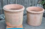 2  zéér zware en grote  54 cm  TERRACOTTA  TERRASPOTTEN, Tuin en Terras, Ophalen, Steen, Gebruikt, Minder dan 60 cm