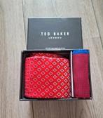 Ted Baker zijden stropdas met pochet rood nieuw in doos, Ted Baker, Nieuw, Ophalen of Verzenden, Met patroon