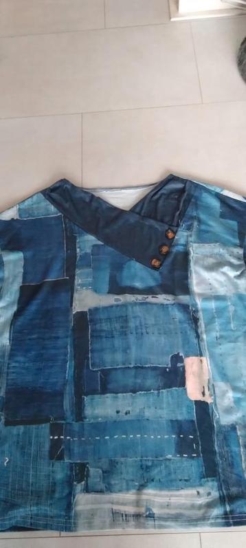 Blauwe top met lange mouwen - Maat 46/48 (XXL) beschikbaar voor biedingen