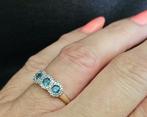 Gouden Vintage ring  edelsteen topaas en diamant. 2025/323., Blauw, ., Ophalen of Verzenden, Zo goed als nieuw