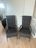 Tuinstoelen - 2 stuks -  antraciet met kussens - nieuw staat, Ophalen, Zo goed als nieuw, Kunststof, Stapelbaar