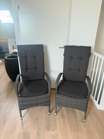 Tuinstoelen - 2 stuks -  antraciet met kussens - nieuw staat beschikbaar voor biedingen