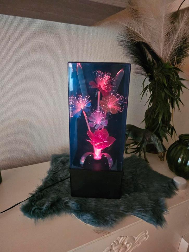 Vintage '70s Lamp - Kleurveranderende Bloemen, Huis en Inrichting, Lampen | Hanglampen, Gebruikt, Minder dan 50 cm, Kunststof