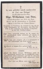Mgr. Wilhelmus van Stee 1846 + 1930 Voorburg, 84 jaar, Verzamelen, Verzenden, Bidprentje