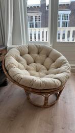 Rotan ronde papasan stoel nieuw houten fauteuil loungestoel, Huis en Inrichting, Stoelen, Ophalen, Wit, Nieuw, Eén