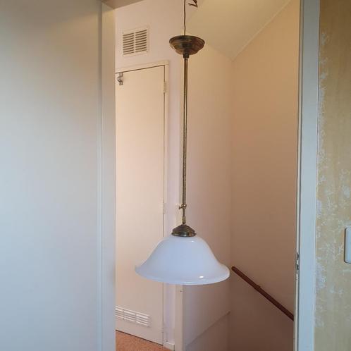 Vintage - Hanglamp - Plafondlamp - Uitschuif stang - Opaline, Huis en Inrichting, Lampen | Hanglampen, Gebruikt, 75 cm of meer