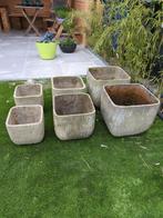 6 betonnen bloembakken/plantenbakken, Tuin en Terras, Steen, Rond, Minder dan 60 cm, Ophalen of Verzenden