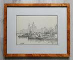 W.A Knip (1883-1967) - Zicht op het IJ te Amsterdam - Haven, Antiek en Kunst, Ophalen of Verzenden