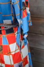 Doorknoopjurk rood/ blauw Lizzy & Coco mt M Vaste prijs, Kleding | Dames, Maat 38/40 (M), Blauw, Ophalen of Verzenden, Onder de knie