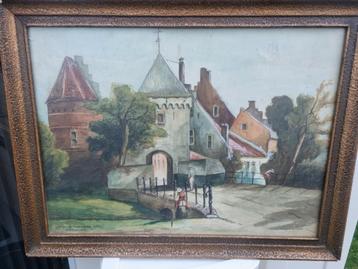 Slotpoort Culemborg 1864 - Schilderij beschikbaar voor biedingen