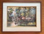 Vinrage olieverfschilderij Tropisch Landschap, Antiek en Kunst, Kunst | Schilderijen | Klassiek, Ophalen