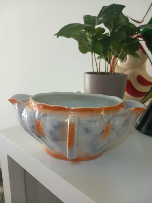 Porseleinen antieke sauskom met twee schenktuiten initialen., Antiek en Kunst, Antiek | Porselein, Ophalen of Verzenden