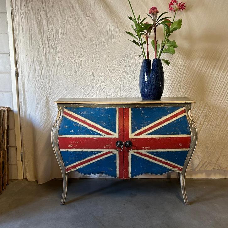 Union Jack Dressoir / commode - massief mahonie -TTM Wonen, Huis en Inrichting, Kasten | Dressoirs, Nieuw, 100 tot 150 cm, 25 tot 50 cm