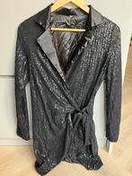 Glanzende zwarte jurk met pailletten, Zwart, Ophalen of Verzenden, Zo goed als nieuw, Maat 36 (S)