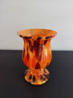 Vintage glazen vaas oranje gekleurd glas 30 jaren, Antiek en Kunst, Ophalen of Verzenden