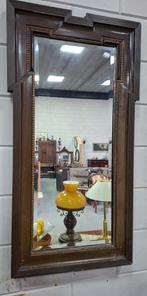 Vintage spiegel, facetgeslepen houten lijst, 105x55 cm, Ophalen, Rechthoekig, 50 tot 100 cm, 100 tot 150 cm