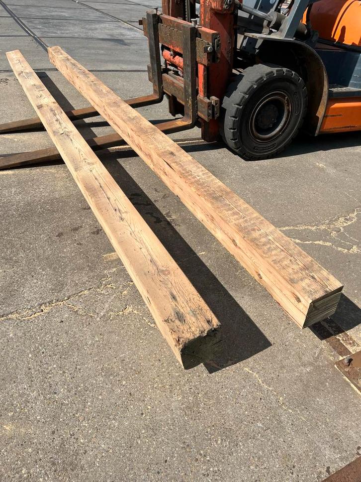Gebruikte Steigerhouten Balken, Doe-het-zelf en Verbouw, Hout en Planken, Gebruikt, Balk, Grenen, 300 cm of meer, 50 mm of meer