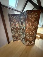 3-luik Kamerscherm Van Geperst Leer Met Bloemmotief, Huis en Inrichting, Woonaccessoires | Kamerschermen, Ophalen, Gebruikt