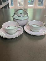 Antiek Limoges Theeservies - Roze & Zilver, Antiek en Kunst, Ophalen of Verzenden