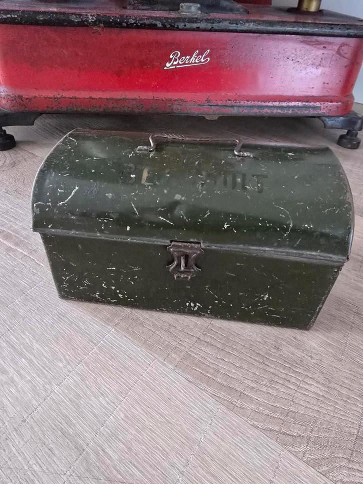 Prachtige antieke groene Beschuittrommel €12,50, Verzamelen, Blikken, Gebruikt, Overige merken, Ophalen of Verzenden