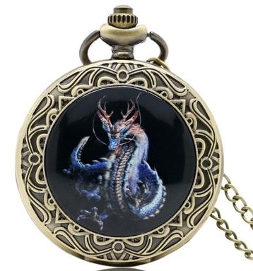 zakhorloge model draak , bronskleur kast  beschikbaar voor biedingen