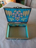 Vintage sieradendoosje met gebrandschilderd glas, Ophalen, Zo goed als nieuw
