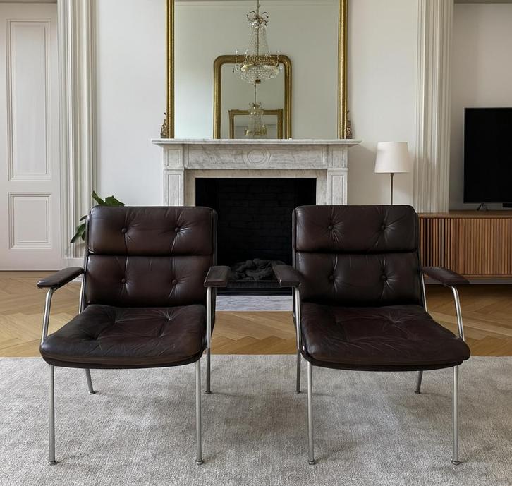 Twee vintage design vergaderstoelen €50 per stuk, Antiek en Kunst, Antiek | Meubels | Stoelen en Banken, Ophalen of Verzenden