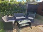 Lounge set wicker met tafel, Tuin en Terras, Tuinsets en Loungesets, Ophalen, 4 zitplaatsen, Gebruikt, Bank