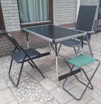 Tuinset: Tafel, Stoel, Verstelbare Stoel & Visstoeltje, Ophalen, Gebruikt, Metaal, Overige typen