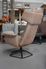 Luxe fauteuil ORIGAMI Jess Design leer & stof draaibaar, Huis en Inrichting, Ophalen, Zo goed als nieuw, Metaal, 75 tot 100 cm