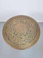 Amsterdamse School Bijzettafel Gegraveerd Messing Hout ´30, 45 tot 60 cm, Minder dan 55 cm, N, Art deco
