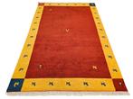 Handgeknoopt oosters wol Gabbeh tapijt geel border 200x296cm, 150 tot 200 cm, 200 cm of meer, Ophalen of Verzenden, Zo goed als nieuw