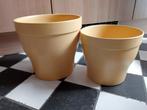 Set van 2 grote bloempotten zacht geel type Tulipa, Ophalen, Rond, Binnen, Zo goed als nieuw