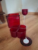 Rode Glazen Kaars Decoratie Set, Ophalen, Overige materialen, Gebruikt, Rood