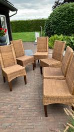 Gratis 6 rieten stoelen, Huis en Inrichting, Stoelen, Ophalen, Gebruikt, Bruin, Vijf, Zes of meer stoelen