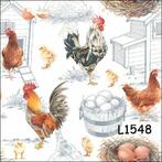Servetten decoupage/bullet journal – kippen L1548, Verzenden, Nieuw, Materiaal