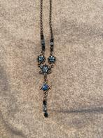 Mooie blauwe strass ketting goede kwaliteit, Ophalen, Overige materialen, Verstelbaar, Blauw