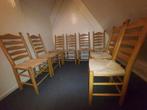 8 Landelijke Houten Keukenstoelen met Riet, Huis en Inrichting, Stoelen, Ophalen