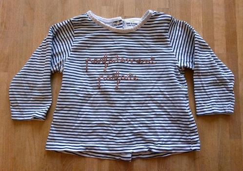 Tape a l'oeil T-shirt longsleeve wit gestreept maat 74, Kinderen en Baby's, Babykleding | Maat 74, Gebruikt, Meisje, Truitje of Vestje