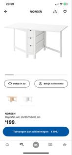 IKEA Norden Klaptafel - Wit - Inklapbaar, Overige typen, Tweepersoons, Minder dan 160 cm, Ophalen of Verzenden