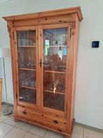 Grenen vitrine kast, Ophalen, 25 tot 50 cm, 100 tot 150 cm, 150 tot 200 cm