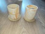 Set van 2 marmeren kaarsenhouders, Huis en Inrichting, Woonaccessoires | Kandelaars en Kaarsen, Ophalen, Overige materialen, Zo goed als nieuw