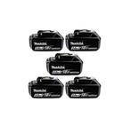 Makita 18V 5.0Ah Accu Set (5 stuks) - Nieuw, Ophalen of Verzenden, Nieuw, Oplaadbaar