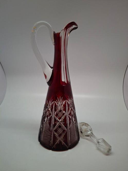 Kristallen Vintage Wijnkaraf, Ruby Red, 38 cm, Antiek en Kunst, Antiek | Glas en Kristal, Ophalen of Verzenden