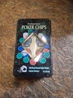 Pokerchips set - 100 chips + dealer button, Gebruikt, Onbekend, Ophalen of Verzenden, Reisspel