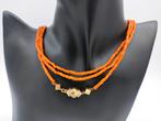 Bloedkoralen ketting met 3-delig gouden slot, 1.34 m (!), Sieraden, Tassen en Uiterlijk, Antieke sieraden, Verzenden, Goud, Ketting