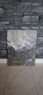 Abstract schilderij - Grijs, Wit & Goud 40 x 50 cm, Ophalen of Verzenden